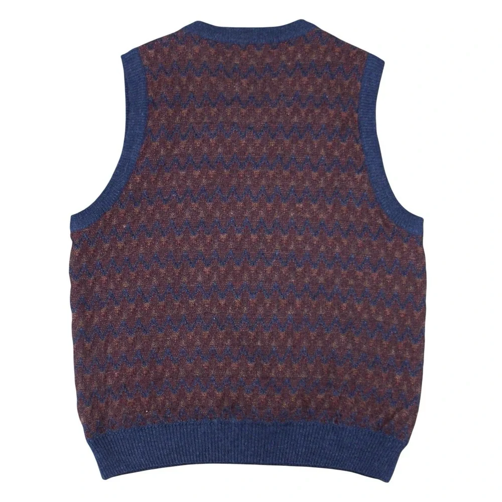 Vintage Van Heusen Sweater‎ Vest V-Neck Patterned Knit Pullover Men's Medium